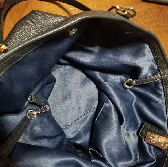 Coach black genuine leather bag with gold accents - Picture 2 of 7